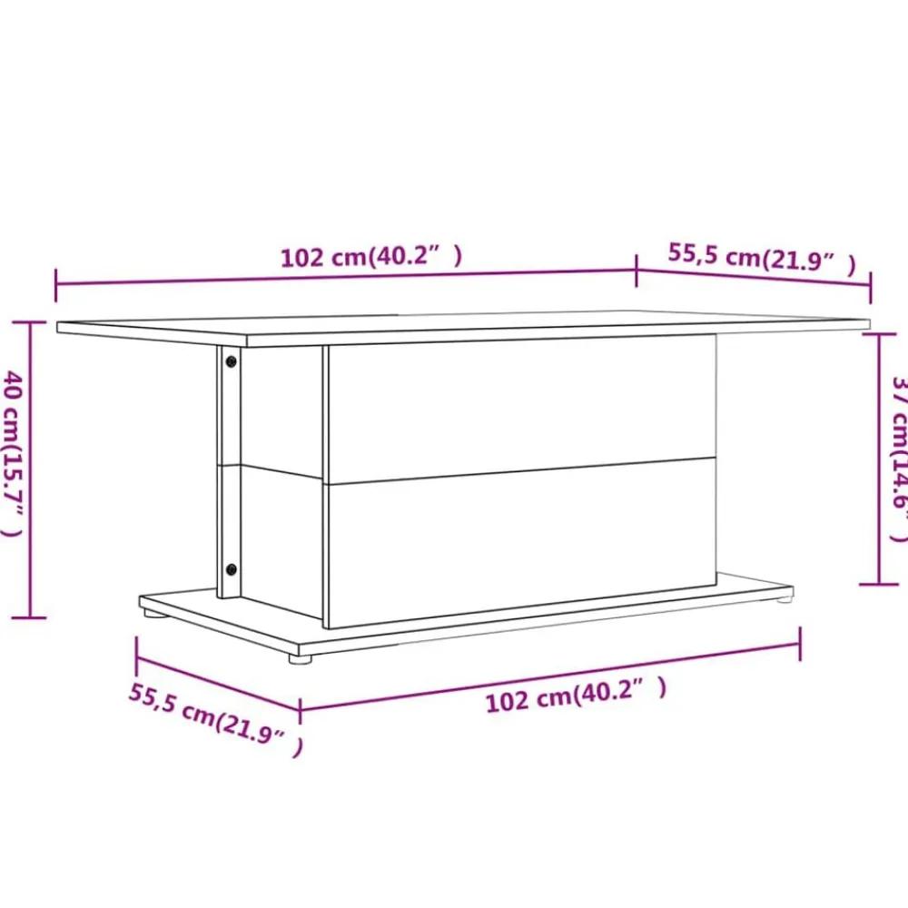 vidaXL Mesas-Mesa de centro madera de ingeniería 102x55,5x40 cm