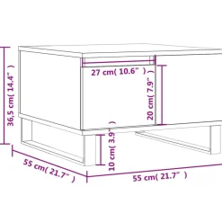 vidaXL Mesa de centro madera contrachapada 55x55x36,5 cm Blanco New