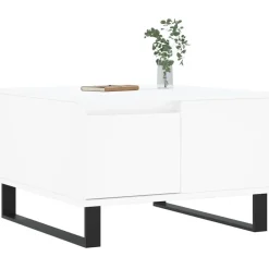 vidaXL Mesa de centro madera contrachapada 55x55x36,5 cm Blanco New