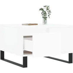 vidaXL Mesa de centro madera contrachapada 55x55x36,5 cm Blanco New