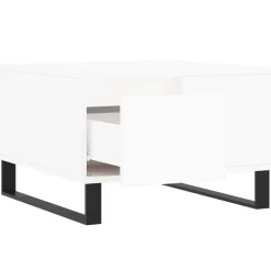 vidaXL Mesa de centro madera contrachapada 55x55x36,5 cm Blanco New