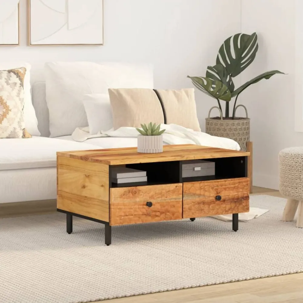 vidaXL Mesas-Mesa de centro madera maciza de acacia 80x54x40 cm