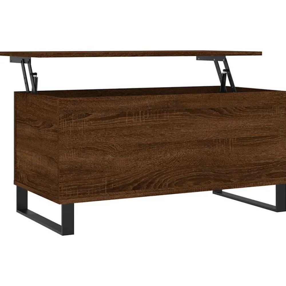 vidaXL Mesas-Mesa de centro madera contrachapada roble marrón 90x44,5x45 cm