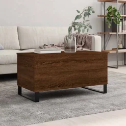 vidaXL Mesas-Mesa de centro madera contrachapada roble marrón 90x44,5x45 cm