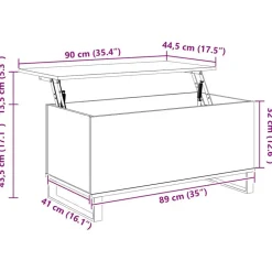 vidaXL Mesas-Mesa de centro madera contrachapada roble marrón 90x44,5x45 cm