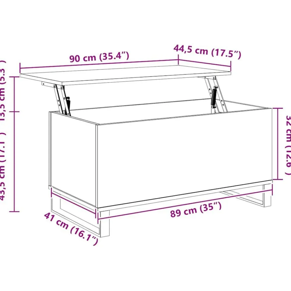 vidaXL Mesas-Mesa de centro madera contrachapada roble marrón 90x44,5x45 cm