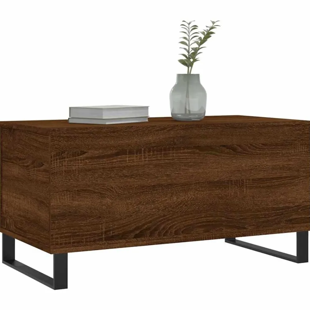 vidaXL Mesas-Mesa de centro madera contrachapada roble marrón 90x44,5x45 cm