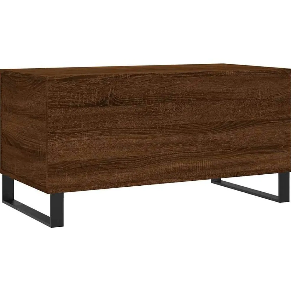 vidaXL Mesas-Mesa de centro madera contrachapada roble marrón 90x44,5x45 cm