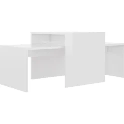 vidaXL Mesas-Mesa de centro madera contrachapada blanco brillo 100x48x40 cm