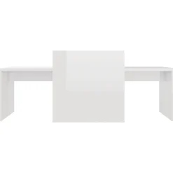 vidaXL Mesas-Mesa de centro madera contrachapada blanco brillo 100x48x40 cm