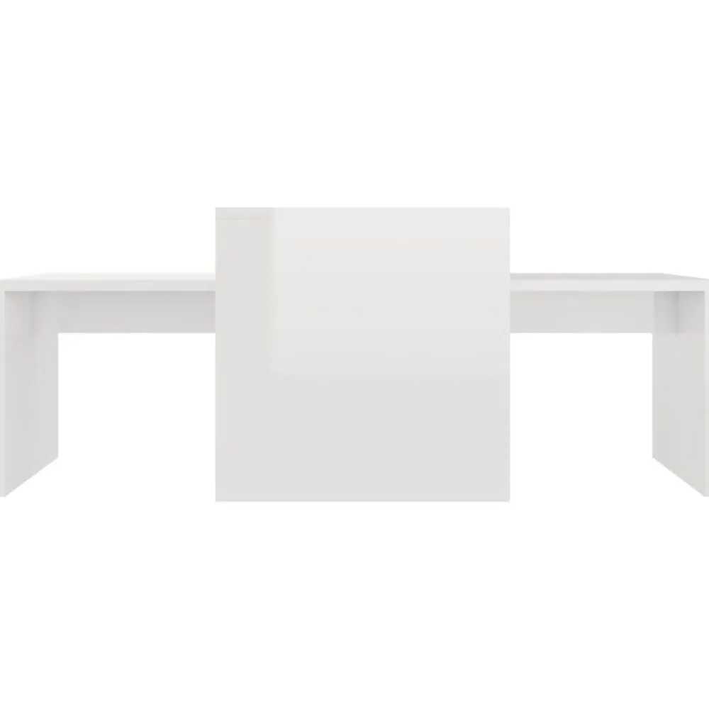 vidaXL Mesas-Mesa de centro madera contrachapada blanco brillo 100x48x40 cm