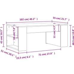 vidaXL Mesa de centro madera de ingeniería 102x55x42 cm Blanco Hot