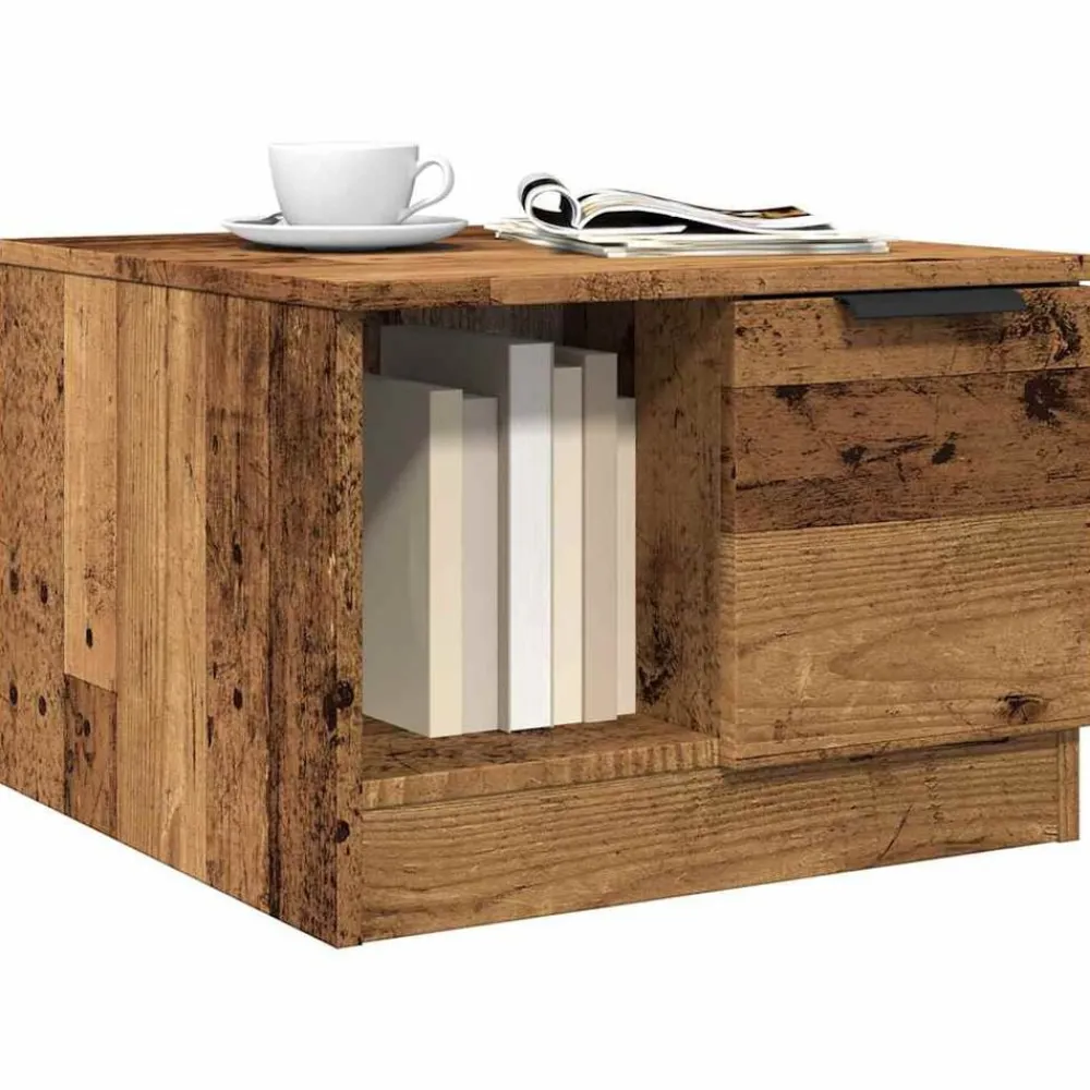 vidaXL Mesa de centro madera de ingeniería envejecida 50x50x36 cm Madera antigua Sale