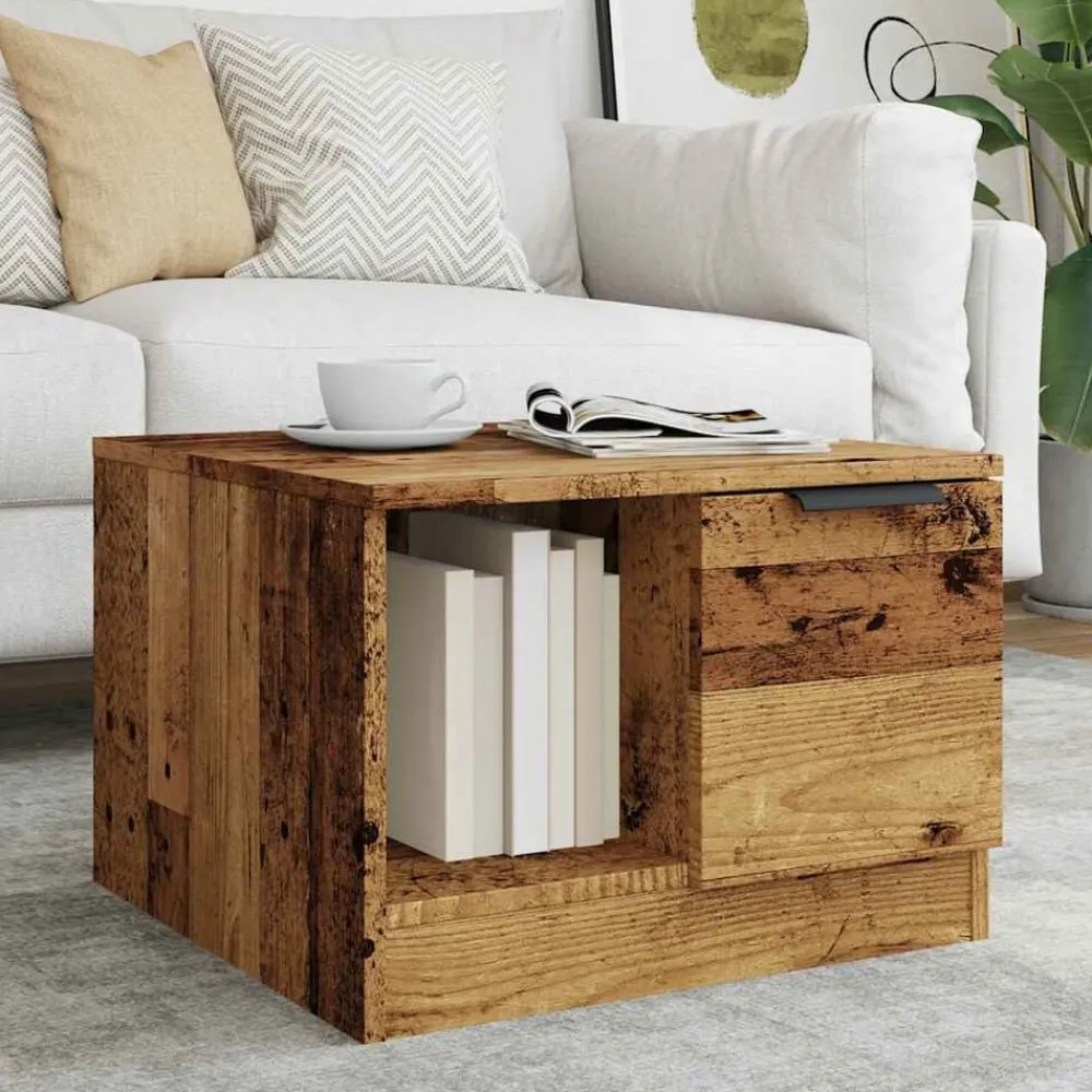 vidaXL Mesa de centro madera de ingeniería envejecida 50x50x36 cm Madera antigua Sale