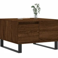 vidaXL Mesa de centro madera contrachapada roble marrón 55x55x36,5 cm Marrón roble New