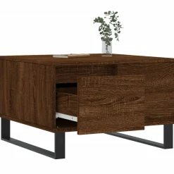 vidaXL Mesa de centro madera contrachapada roble marrón 55x55x36,5 cm Marrón roble New