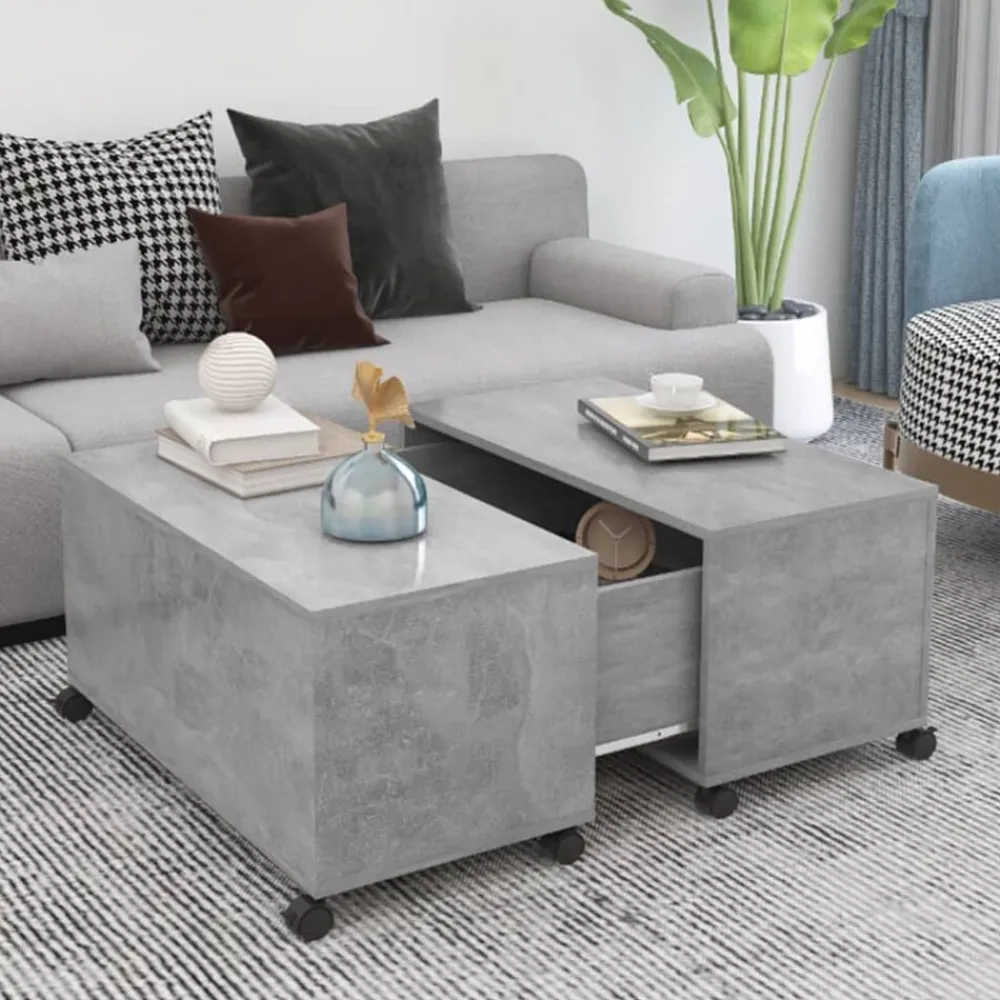 vidaXL Mesa de centro madera contrachapada gris hormigón 75x75x38 cm Gris hormigón Clearance
