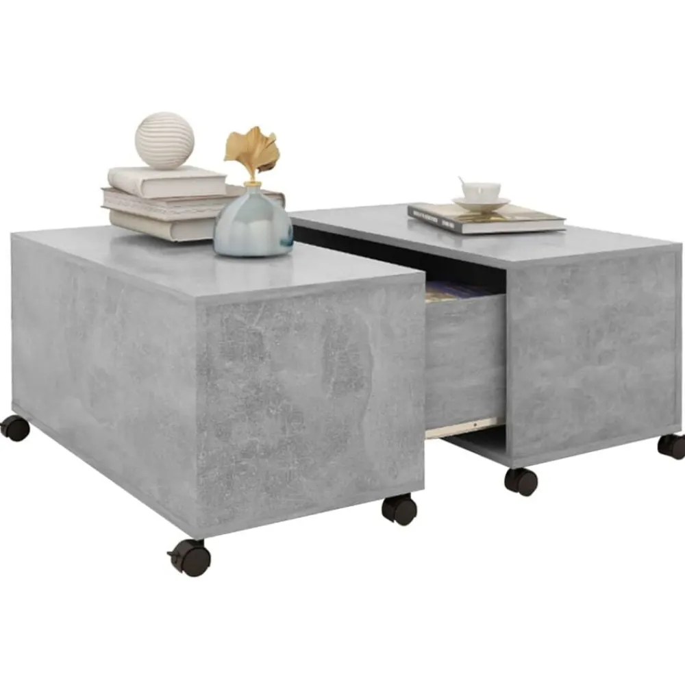 vidaXL Mesa de centro madera contrachapada gris hormigón 75x75x38 cm Gris hormigón Clearance