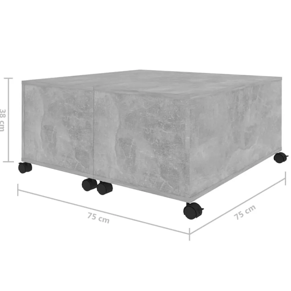 vidaXL Mesa de centro madera contrachapada gris hormigón 75x75x38 cm Gris hormigón Clearance