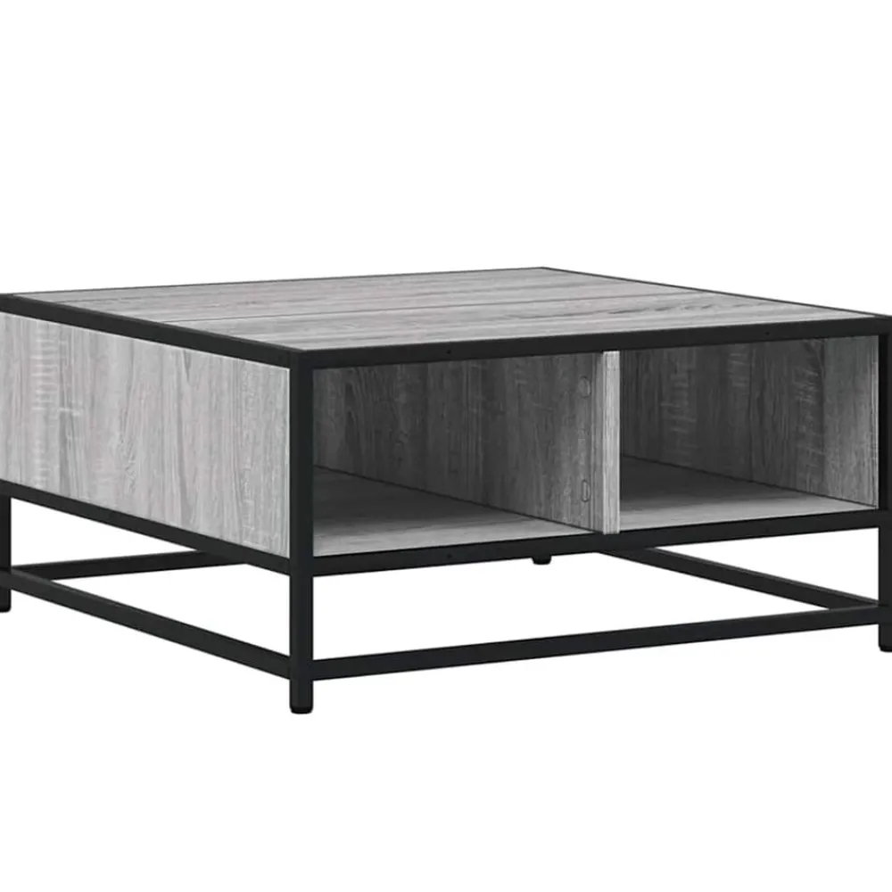vidaXL Mesas-Mesa de centro madera y metal gris Sonoma 60,5x60,5x30 cm