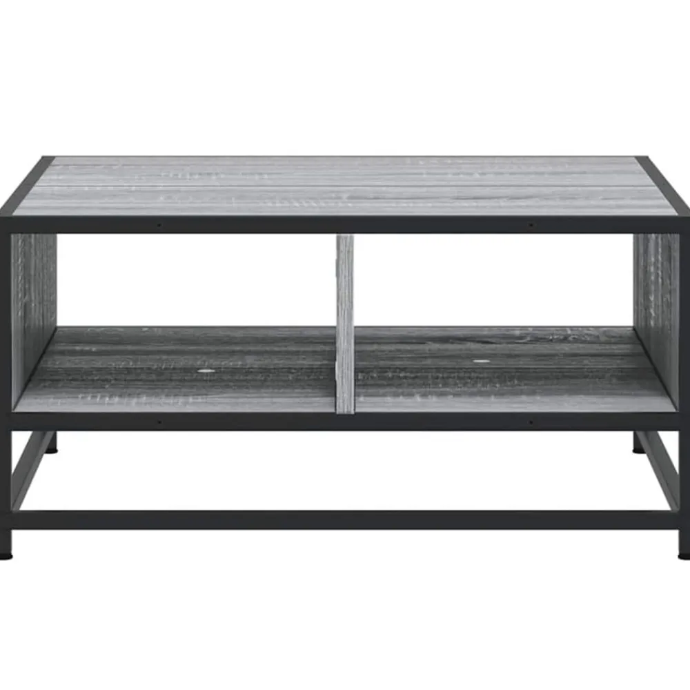 vidaXL Mesas-Mesa de centro madera y metal gris Sonoma 60,5x60,5x30 cm