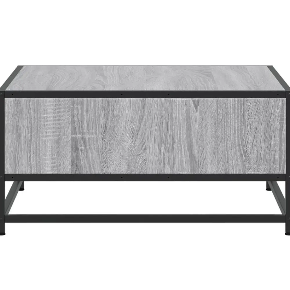 vidaXL Mesas-Mesa de centro madera y metal gris Sonoma 60,5x60,5x30 cm