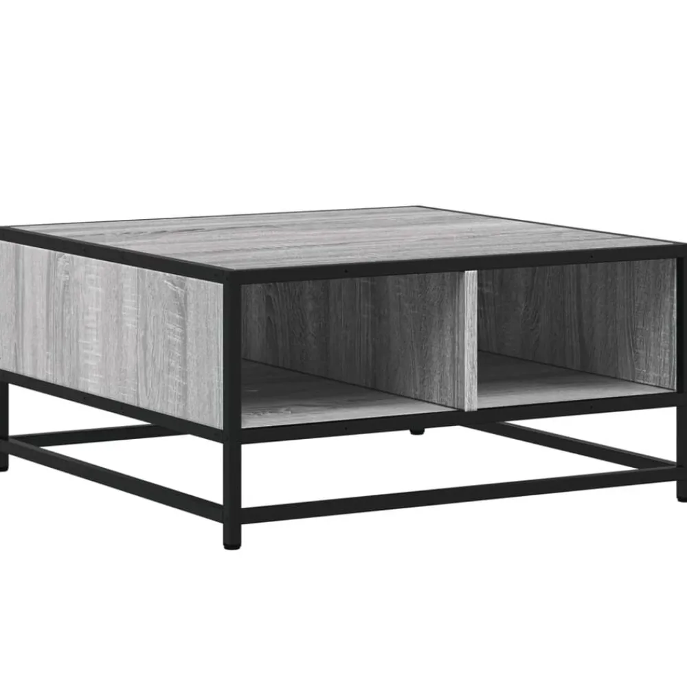 vidaXL Mesas-Mesa de centro madera y metal gris Sonoma 60,5x60,5x30 cm