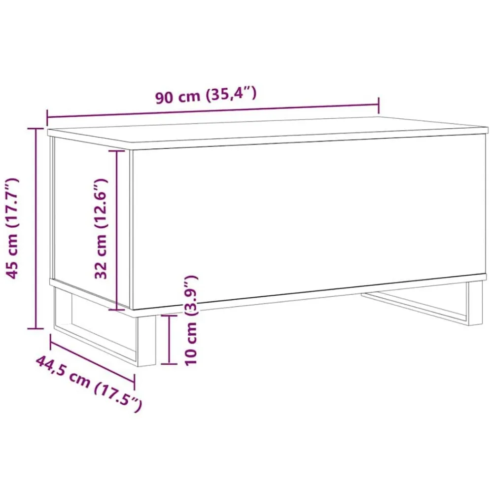 vidaXL Mesas-Mesa de centro madera de ingeniería 90x44,5x45 cm