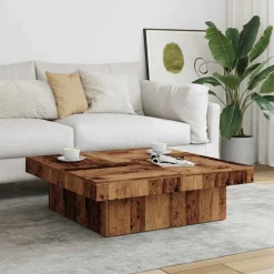 vidaXL Mesas-Mesa de centro madera de ingeniería envejecida 90x90x28 cm