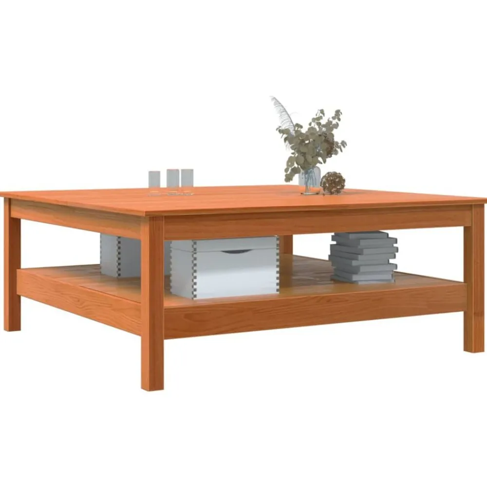 vidaXL Mesas-Mesa de centro madera maciza de pino marrón cera 100x100x40 cm