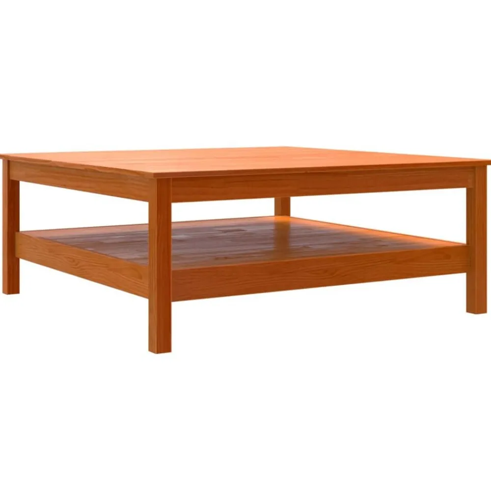 vidaXL Mesas-Mesa de centro madera maciza de pino marrón cera 100x100x40 cm