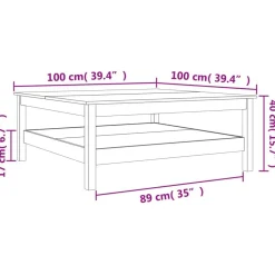 vidaXL Mesas-Mesa de centro madera maciza de pino marrón cera 100x100x40 cm