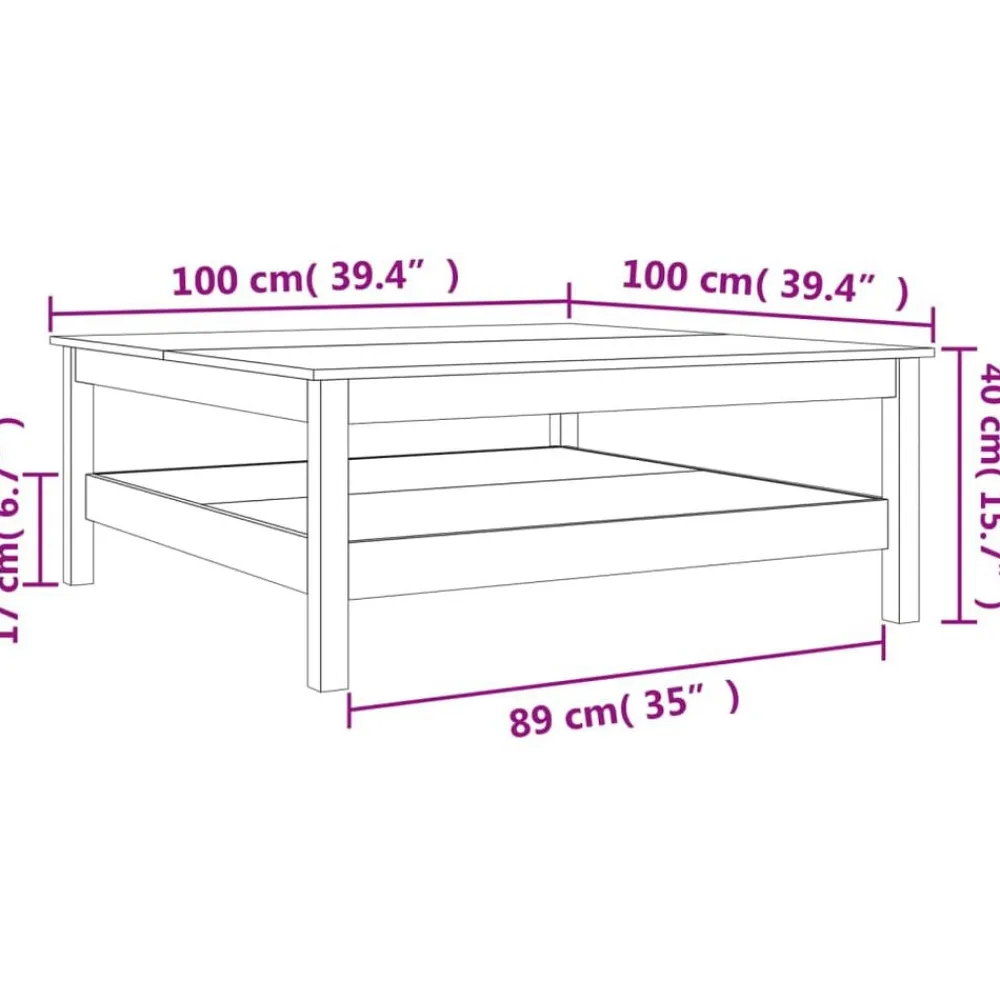 vidaXL Mesas-Mesa de centro madera maciza de pino marrón cera 100x100x40 cm