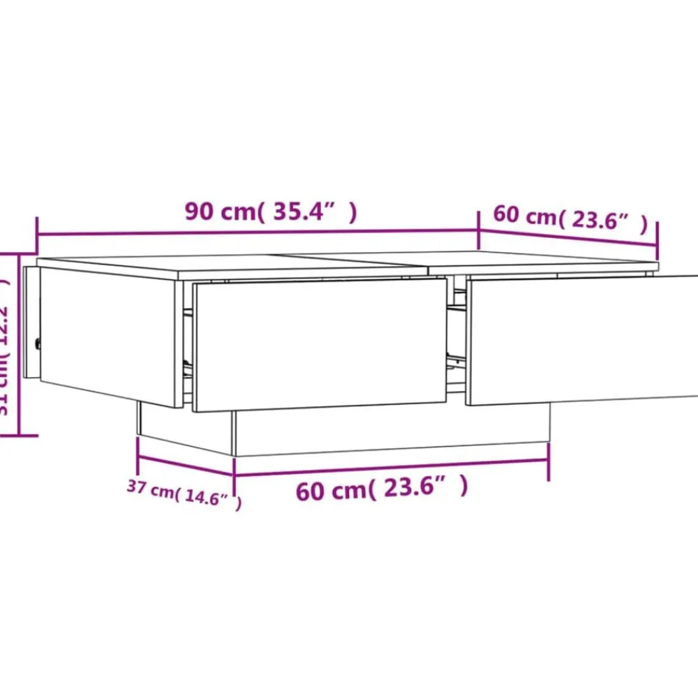vidaXL Mesas-Mesa de centro madera de ingeniería gris hormigón 90x60x31 cm