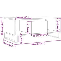 vidaXL Mesa de centro madera contrachapada 90x50x36,5 cm Blanco Hot