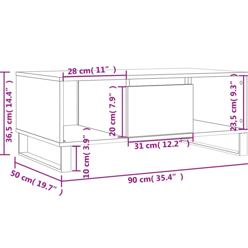 vidaXL Mesa de centro madera contrachapada 90x50x36,5 cm Blanco Hot