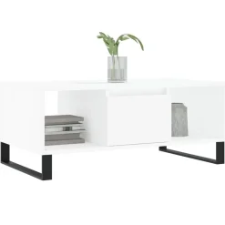 vidaXL Mesa de centro madera contrachapada 90x50x36,5 cm Blanco Hot