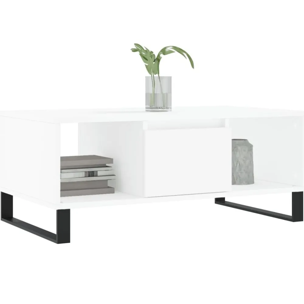 vidaXL Mesa de centro madera contrachapada 90x50x36,5 cm Blanco Hot