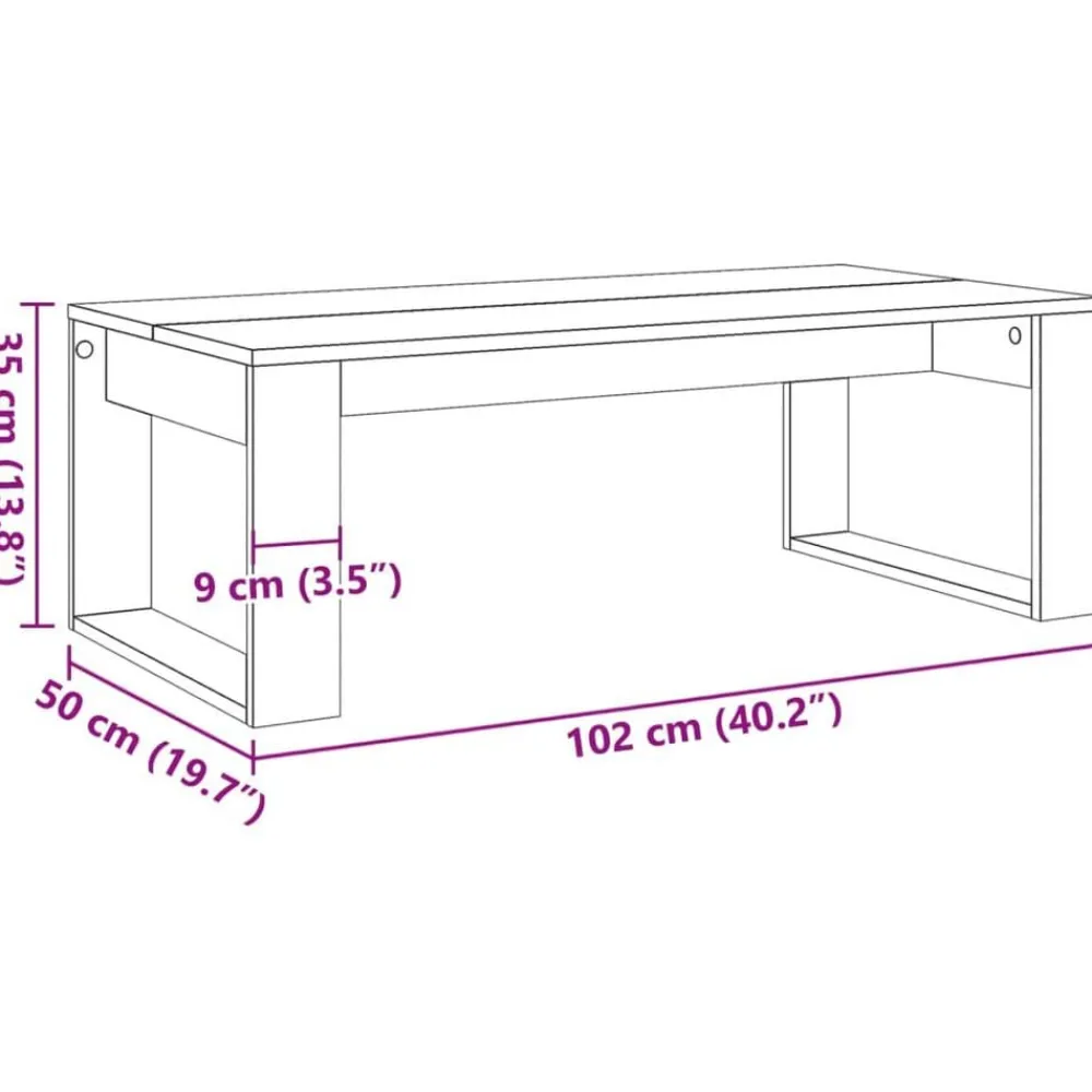 vidaXL Mesas-Mesa de centro madera de ingeniería envejecida 102x50x35 cm