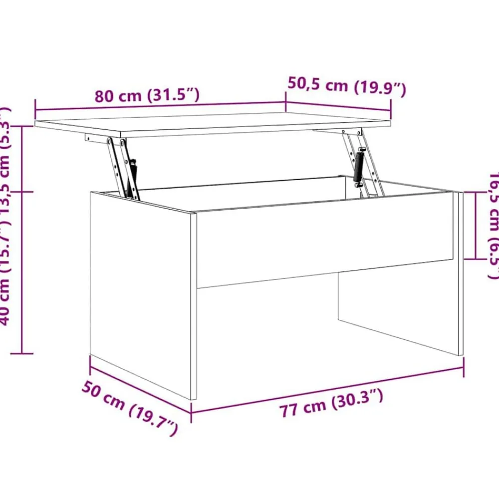 vidaXL Mesa de centro madera de ingeniería envejecida 80x50,5x41,5 cm Madera antigua New
