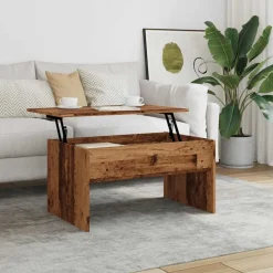 vidaXL Mesa de centro madera de ingeniería envejecida 80x50,5x41,5 cm Madera antigua New
