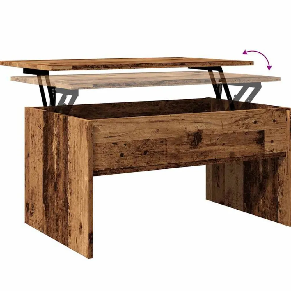 vidaXL Mesa de centro madera de ingeniería envejecida 80x50,5x41,5 cm Madera antigua New