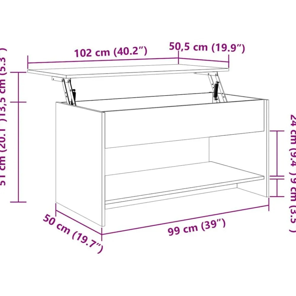 vidaXL Mesas-Mesa de centro madera de ingeniería 102x50x52,5 cm