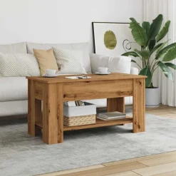 vidaXL Mesas-Mesa de centro madera de ingeniería roble artesanal 101x49x52cm