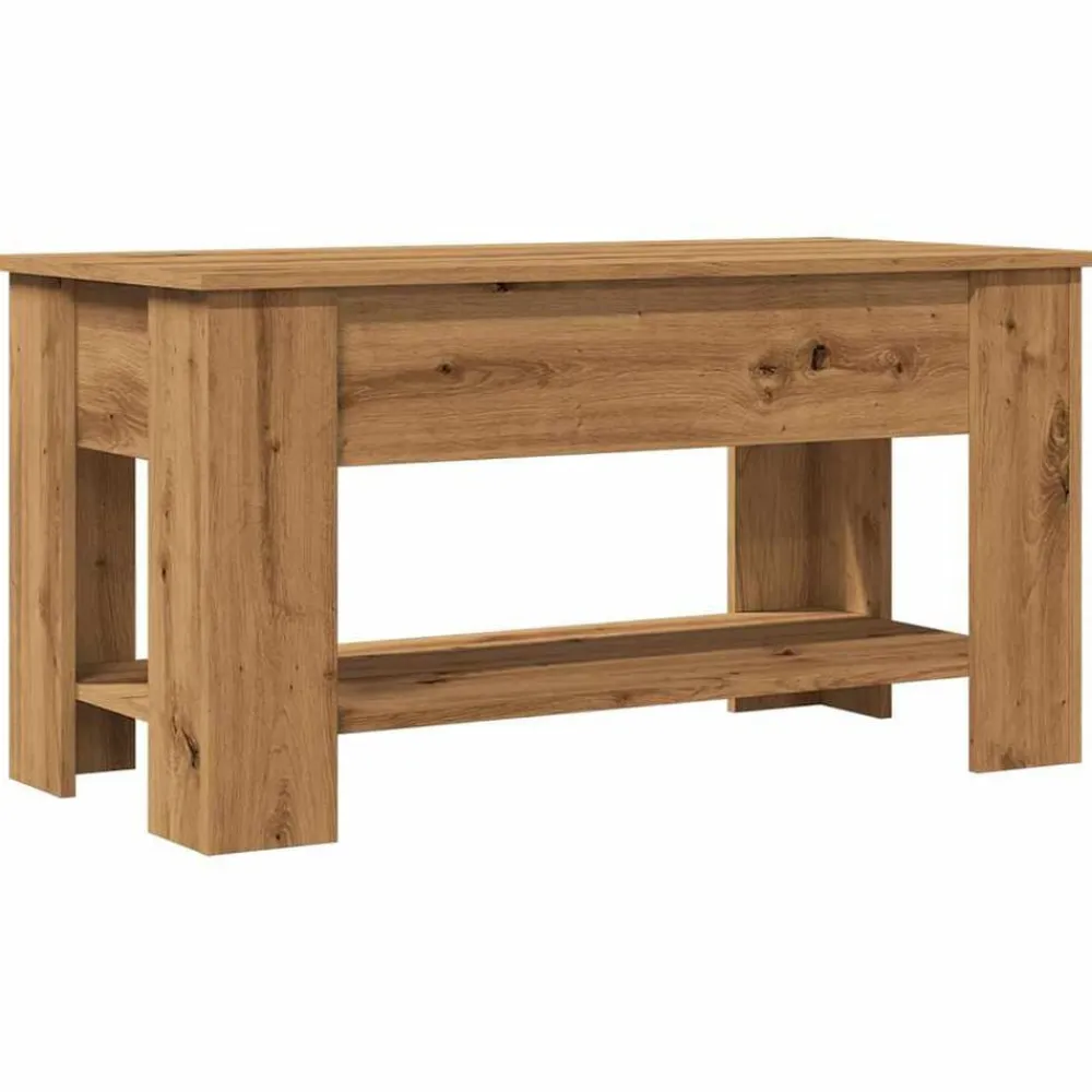 vidaXL Mesas-Mesa de centro madera de ingeniería roble artesanal 101x49x52cm