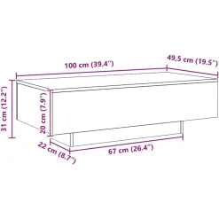 vidaXL Mesas-Mesa de centro madera ingeniería 100x49,5x31 cm