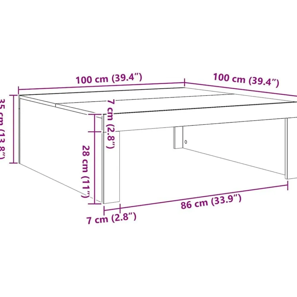vidaXL Mesas-Mesa de centro madera de ingeniería 100x100x35 cm
