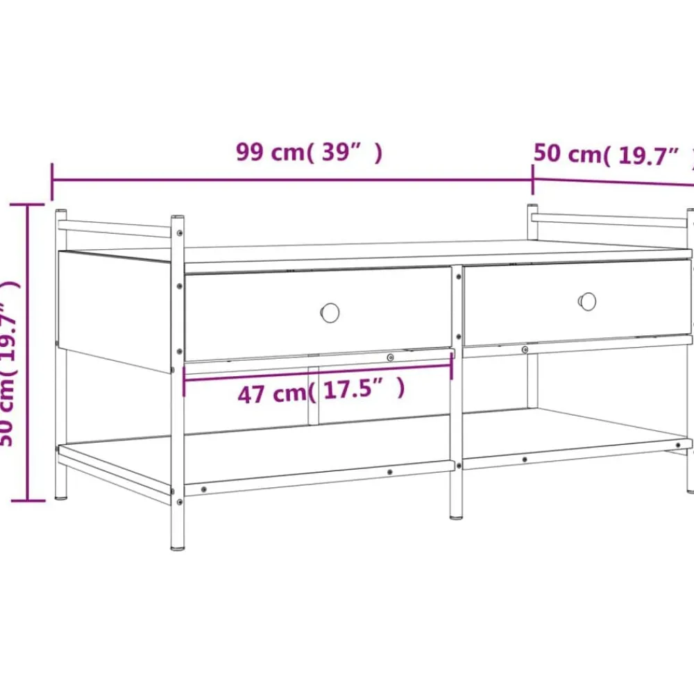 vidaXL Mesas-Mesa de centro madera de ingeniería 99x50x50 cm