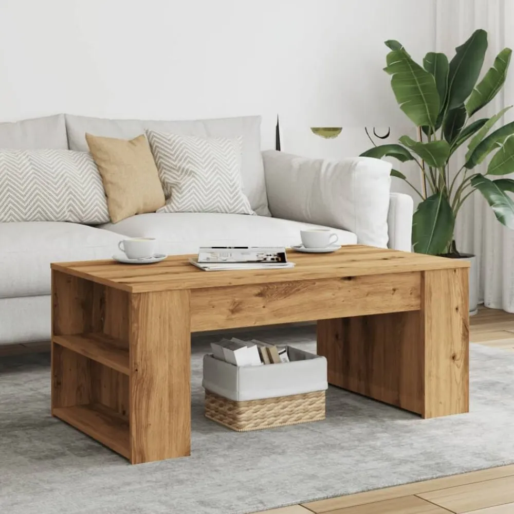 vidaXL Mesa de centro madera ingeniería roble artesanal 102x55x42cm Roble artisan Outlet