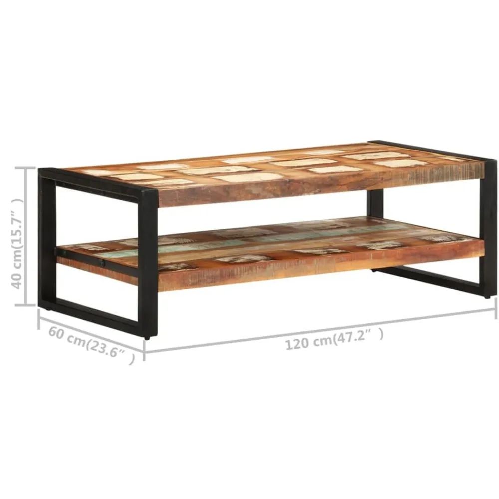 vidaXL Mesas-Mesa de centro madera maciza reciclada 120x60x40 cm